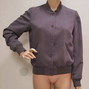 ARITZIA WILFRED CREPE TEXTURE SNAP FRONT BOMBER BASEBALL JACKET OLIVE GREEN sz S